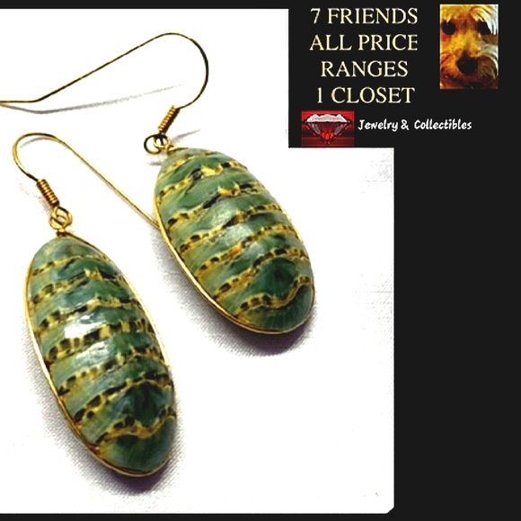 Fossils Rare Insects Vintage Gold Artisan Earrings - Picture 1 of 5